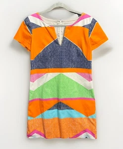 Trina Turk 10 Orange Pink White Green Blue Short sleeve V-Cut Colorful Bright - Picture 1 of 13