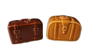 2pc Miniature VTG Brown & Tan Suitcases Salt & Pepper Shakers New Gift Idea - Picture 1 of 7