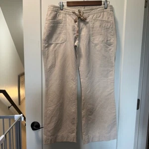 The North Face Leinenmischung Bindegürtel Nadelstreifen Hose Pant weiß creme 10 kurz - Bild 1 von 7