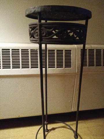 *Antique Ornate Scrolling Leaf Iron Plant Stand Side Table Pedestal  Vintage* Cover