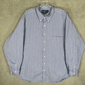 Ralph Lauren Shirt Mens 3XB Blue White Striped Button Up Classic Fit Casual