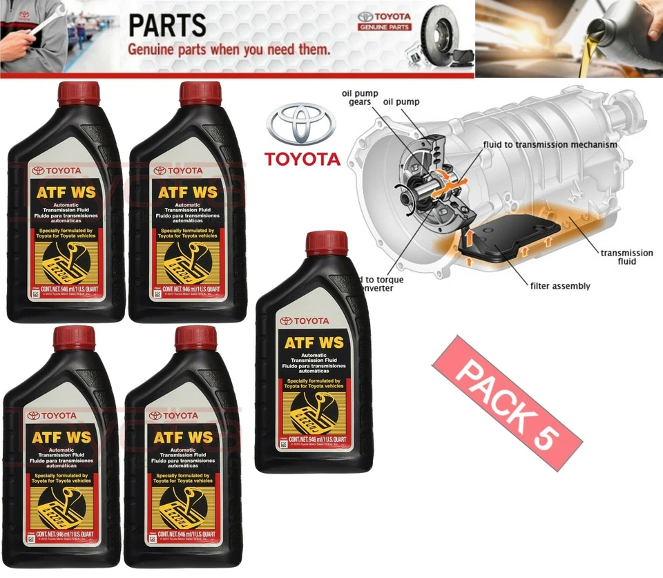Paquete de 5 fluidos de transmisión genuinos OEM Toyota ATF WS 00289-ATFWS Foto 1 de 1