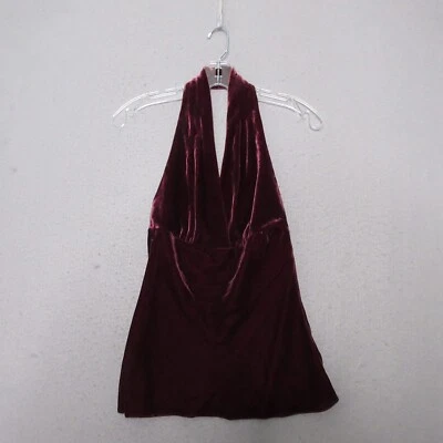 Top Halter Vintage Express XS Borgoña Terciopelo Mezcla Seda 90 Y2K Whimsigoth Gótico Foto 1 de 4