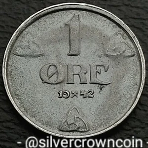 Norway 1 Ore 1942. KM#387. Iron One Cent coin. Haakon VII. WWll. German Occup-n. - Picture 1 of 7