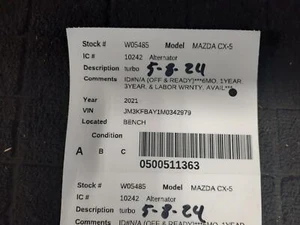 Used Alternator fits: 2021 Mazda cx-5 Grade A - Picture 1 of 24
