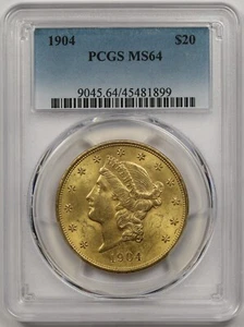 1904 $20 PCGS MS 64 Liberty Head Gold Double Eagle - Picture 1 of 4