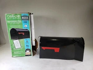 DAMAGED Solar E1600B00 Gibraltar Black Mailbox Elite Large Steel Post Mount - Picture 1 of 12
