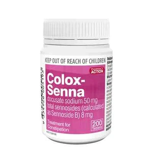Pharmacy Action Colox - Senna 200 Tablets - Coloxyl With Senna Generic - Picture 1 of 1