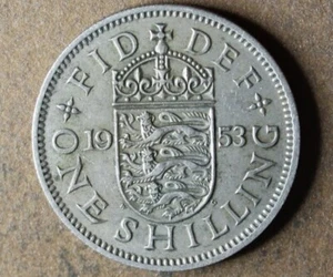 * 1953 SHILLING ENGLISH NICE TONING CIRCULATED #ACE53 - Picture 1 of 6