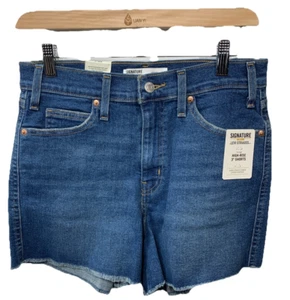 Signature Levi Strauss High Rise 3" Cut Off Shorts Gold Label Heritage Sz 8/29” - Picture 1 of 10
