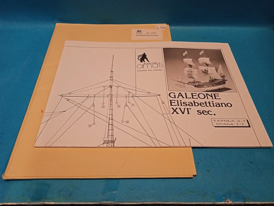 Galeone Elisabettiano XVI Sec disegni Costruttivi Modellismo Navale  Amati - Immagine 1 di 1