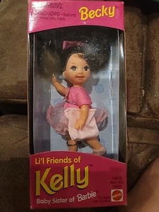 Bambola vintage 1995 Becky Li'l Friends of Kelly Mattel Barbie nuova rara - Foto 1 di 2