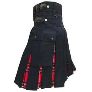 Scottish Men's Hybrid Kilt Royal Stewart Tartan Skirt Utility Cotton Cargo Kilts - Picture 1 of 9