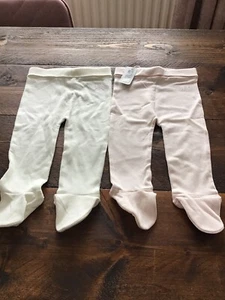 River Island 2 pairs of girls thick leggings white & pink 12-18 months RRP £24 - Picture 1 of 2