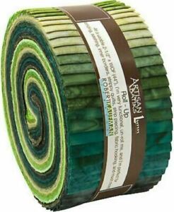 Jelly Roll Artisan Batiks Prisma Dyes Rainforest Green Roll-Up Precuts M494.23