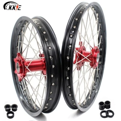 Ruedas para moto de cross KKE 21/18 Enduro llantas con radios aptas para BETA RR 2013-2024 CNC buje rojo Foto 1 de 4