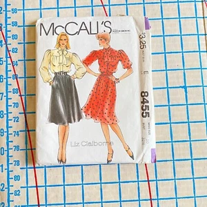 Womens Uncut 1980s Bow Blouse Skirt Pattern Size 10 McCalls 8455 - Picture 1 of 3
