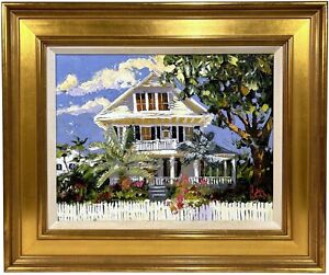 PETER VEY 20th-21st c American Florida Impressionist KEY WEST HOUSE Oil Painting