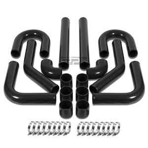 3"BLACK COATED TURBO CHARGER INTERCOOLER FMIC PIPING+U-PIPES+T-CLAMPS+HOSES KIT - Picture 1 of 4
