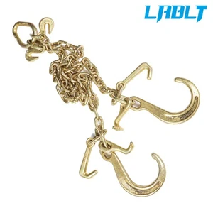LABLT G70 5/16 "X3Ft V-Chain W/ 8" Medium J Hooks T- Hook w/Grab Hooks - Picture 1 of 8