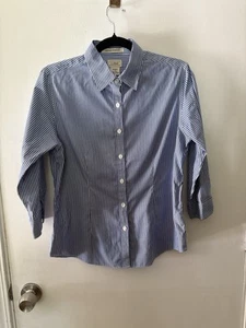 LL Bean Women’s Size Small 3/4 Sleeve Button Up Collared Striped Shirt - Picture 1 of 10
