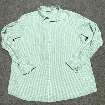 Vineyard Vines 衬衫男式大号绿色白色泡泡纱 On The Go OTG Performance — 第 1/4 张图片