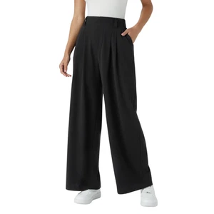 Halara Pants Womens XL Petite Black High Rise Wide Leg Waffle Knit Preppy Office - Picture 1 of 6