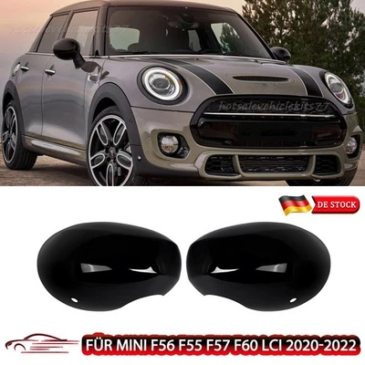 Per Mini Cooper F55 F56 F57 2020-2022 Nero Lucido Calotta Specchio Retrovisore Esterno - Immagine 1 di 4