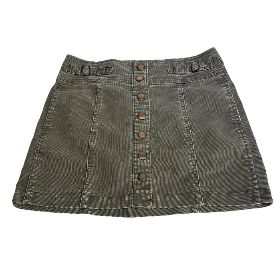 Minifalda vintage The GAP beige elástica de algodón pana frontal a presión talla 2 Foto 1 de 4