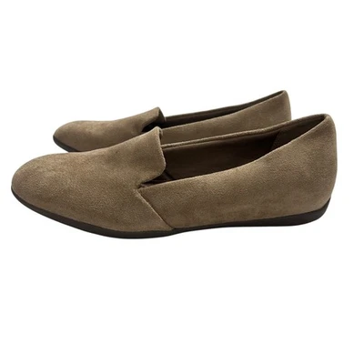 Baretraps Tan Suede Loafer Flats 8.5M Memory Foam Comfort Quiet Luxury Minimalis - Image 1 of 4