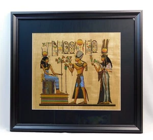 Arte de pared enmarcado papiro egipcio reina egipcia faraón ofrendas 25 x 23 XL - Imagen 1 de 4