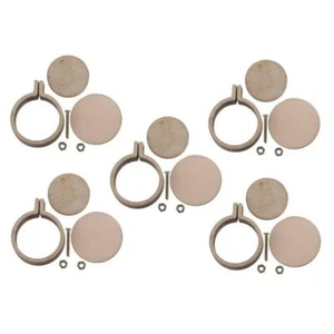 5 Sets Wooden Embroidery Hoop Frame DIY Pendant Brooch Jewelry Making DIY - Picture 1 of 12