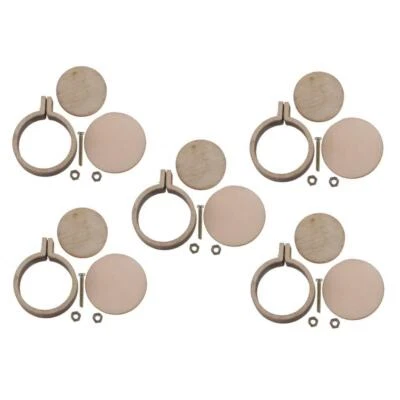 5 Sets Wooden Embroidery Hoop Frame DIY Pendant Brooch Jewelry Making DIY - Image 1 of 4