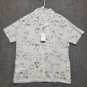 Porter And Ash Shirt Mens Large Linen Blend Short Sleeve Hawaiian NWT Beachy - Picture 1 of 12