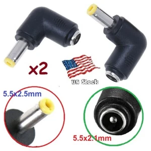 Paquete de 2 convertidores de ángulo recto de alimentación de CC 5,5x2,1 mm (F) a 5,5x2,5 mm (M) - Imagen 1 de 7
