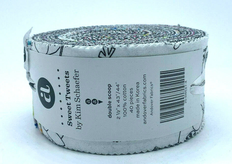 TELAS ANDOVER - ROLLO DE DOBLE CUCHARA DULCE TWEETS - 40 TIRAS DE 2,5 PULGADAS - NUEVO Foto 1 de 3