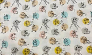 Disney Bambi Character Dot Thumper Flower Cotton Mask Fabric sold by 1/2 yard  - Picture 1 of 6