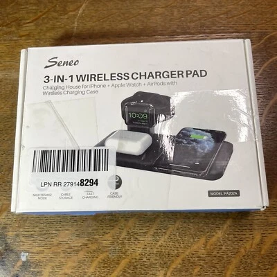 Almohadilla de cargador inalámbrico Seneo 3 en 1 para teléfono, reloj y auriculares Foto 1 de 3