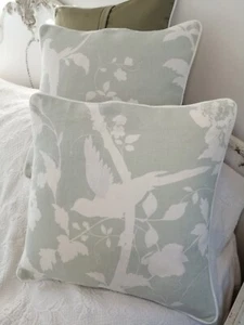 Laura Ashley Farleigh Oriental Garden Eau De Nil FABRIC Cushion Cover Piped  16” - Picture 1 of 7