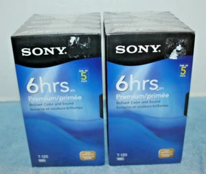 2 Packs of 5 NEW Sony T-120VR 6 HR Premium Grade VHS Cassette Tape SEALED - Picture 1 of 6