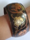 Super Chunky Metal Bangle Gold And Copper Flowers