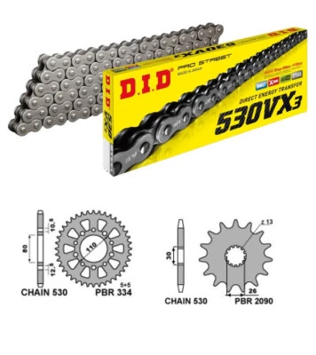 TRANSMISIÓN TRIUMPH THUNDERBIRD 900 1998 2003 DID VX3 530 CADENA CORONA PIÑÓN - Imagen 1 de 4