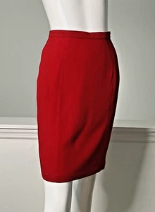 1980s Thierry Mugler RED Waffle Wool Skirt Sz 36 Small , Back Side Slit, Vintage - Picture 1 of 8