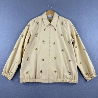 Chaqueta Alfred Dunner Para Mujer S Amarilla Bordada Cremallera Palmera Mono Safari Foto 1 de 4