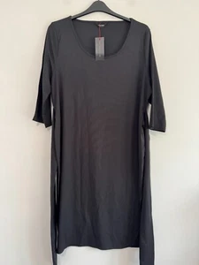 Curvissa Dress Size 26 Black Plus Long Sleeve Belt Tie Ribbed Stretch Jersey - Picture 1 of 9