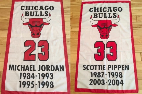 3x5 Chicago Bulls The Last Dance banner set - Jordan & Pippen retirement banners Cover