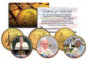 POPE FRANCIS *2015 U.S. Visit* 24K Gold Plated Quarters 3-Coin Set Philadelphia - Picture 1 of 1