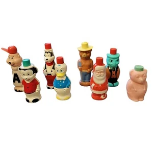 Vintage Soakies Micky Goofy Alvin Jimmy Donald Santa Smokey Lot Of 7 Squeeze It - Picture 1 of 13