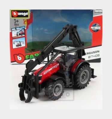 1:50 BURAGO Massey Ferguson 8740S Tractor Loader 2016 Red BU31671 Model - Image 1 of 2