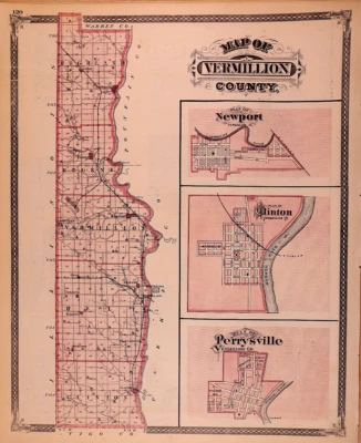 1876 Plat Map NEWPORT, CLINTON, PERRYSVILLE, VERMILLION Co., INDIANA (14x17)-#61 - Image 1 of 3